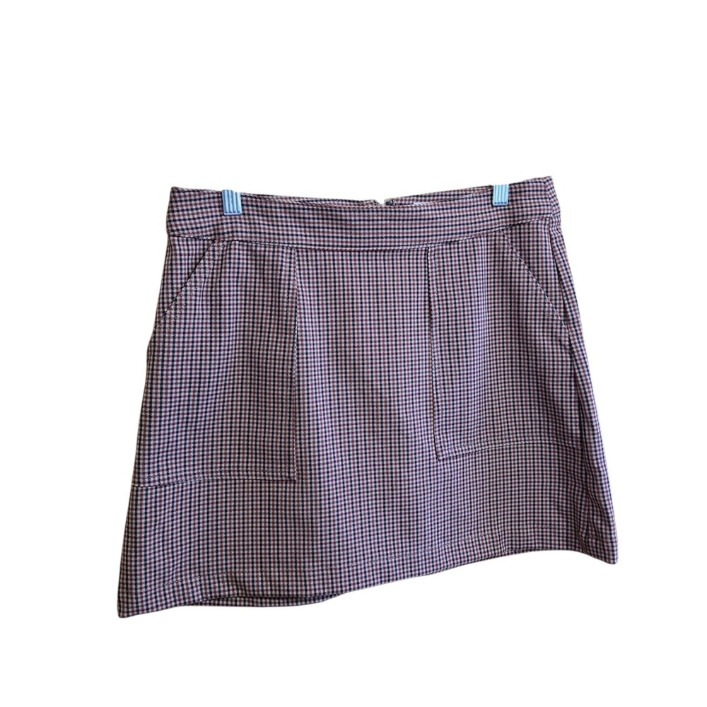 A New Day Women's Mini Skirt SZ S‎ Brown Navy Pockets